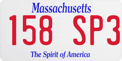 MA license plate 158SP3