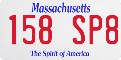 MA license plate 158SP8