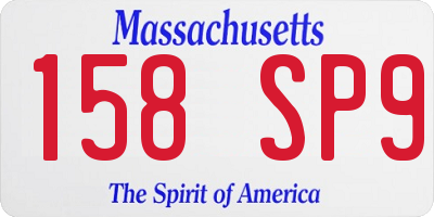 MA license plate 158SP9