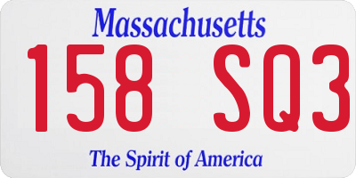 MA license plate 158SQ3