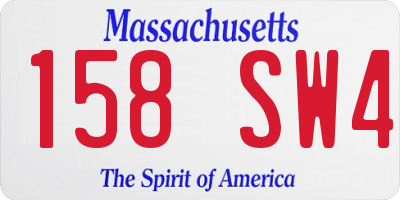 MA license plate 158SW4