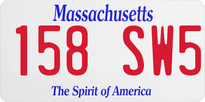 MA license plate 158SW5