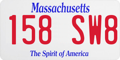 MA license plate 158SW8