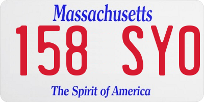 MA license plate 158SY0