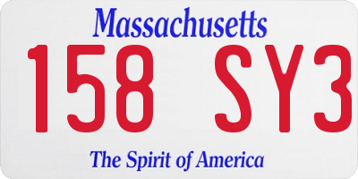 MA license plate 158SY3
