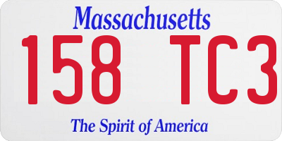 MA license plate 158TC3