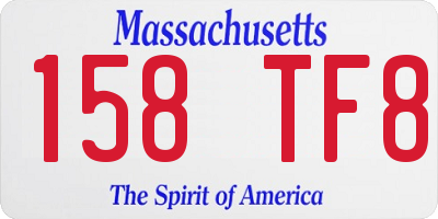 MA license plate 158TF8