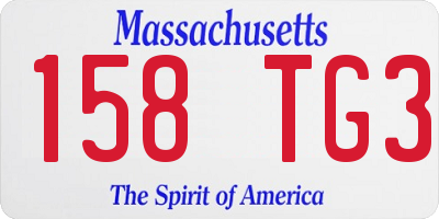 MA license plate 158TG3