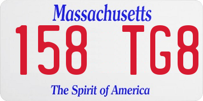 MA license plate 158TG8