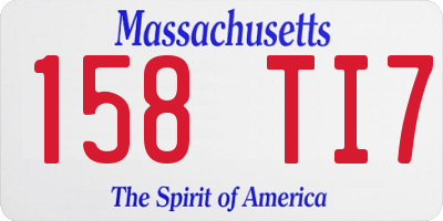 MA license plate 158TI7