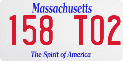 MA license plate 158TO2