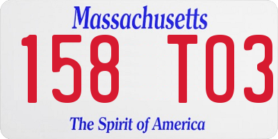 MA license plate 158TO3