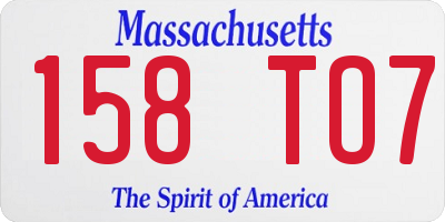 MA license plate 158TO7