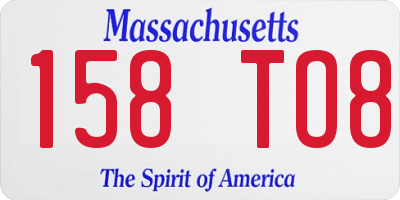 MA license plate 158TO8