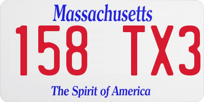 MA license plate 158TX3