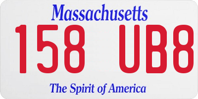 MA license plate 158UB8