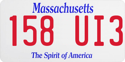 MA license plate 158UI3