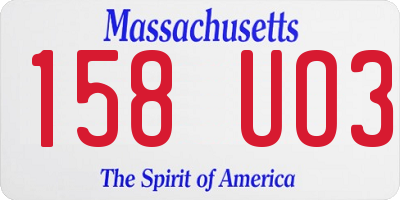 MA license plate 158UO3