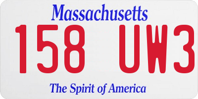 MA license plate 158UW3