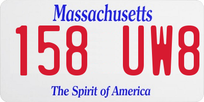 MA license plate 158UW8
