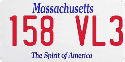 MA license plate 158VL3