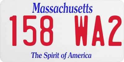 MA license plate 158WA2