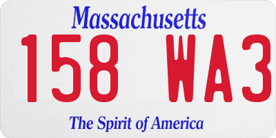 MA license plate 158WA3