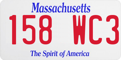 MA license plate 158WC3