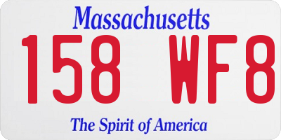 MA license plate 158WF8