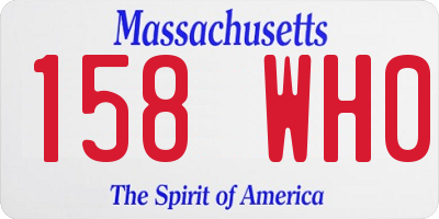 MA license plate 158WH0