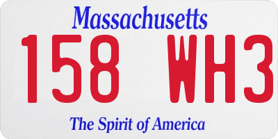 MA license plate 158WH3