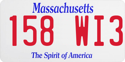 MA license plate 158WI3