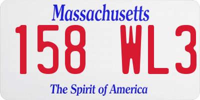 MA license plate 158WL3