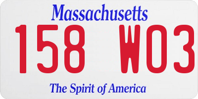 MA license plate 158WO3