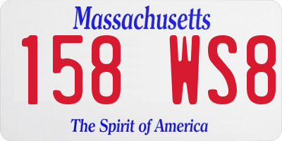MA license plate 158WS8
