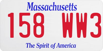 MA license plate 158WW3
