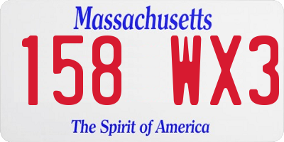 MA license plate 158WX3