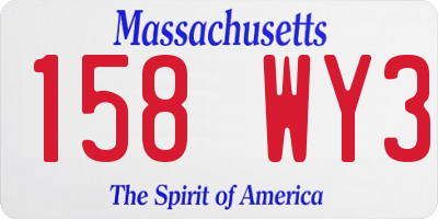 MA license plate 158WY3