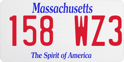 MA license plate 158WZ3