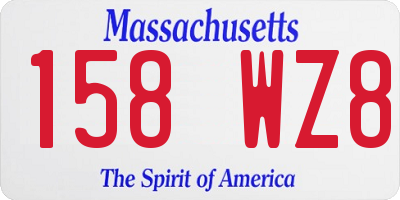 MA license plate 158WZ8