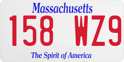 MA license plate 158WZ9