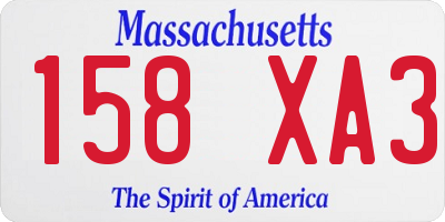 MA license plate 158XA3