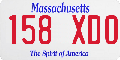MA license plate 158XD0