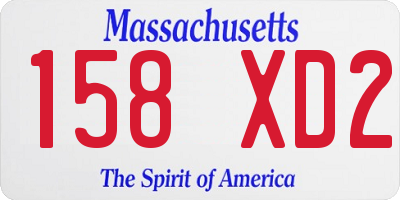 MA license plate 158XD2