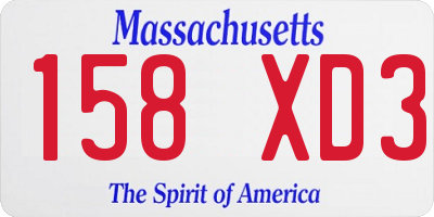 MA license plate 158XD3