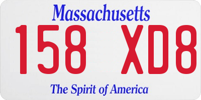 MA license plate 158XD8