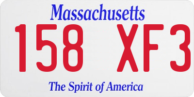 MA license plate 158XF3
