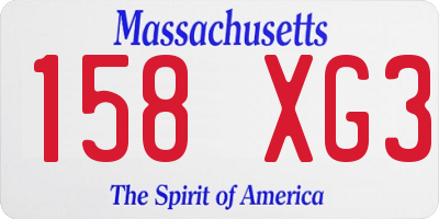MA license plate 158XG3