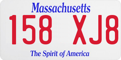 MA license plate 158XJ8