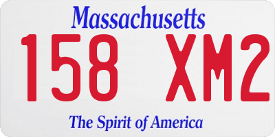 MA license plate 158XM2